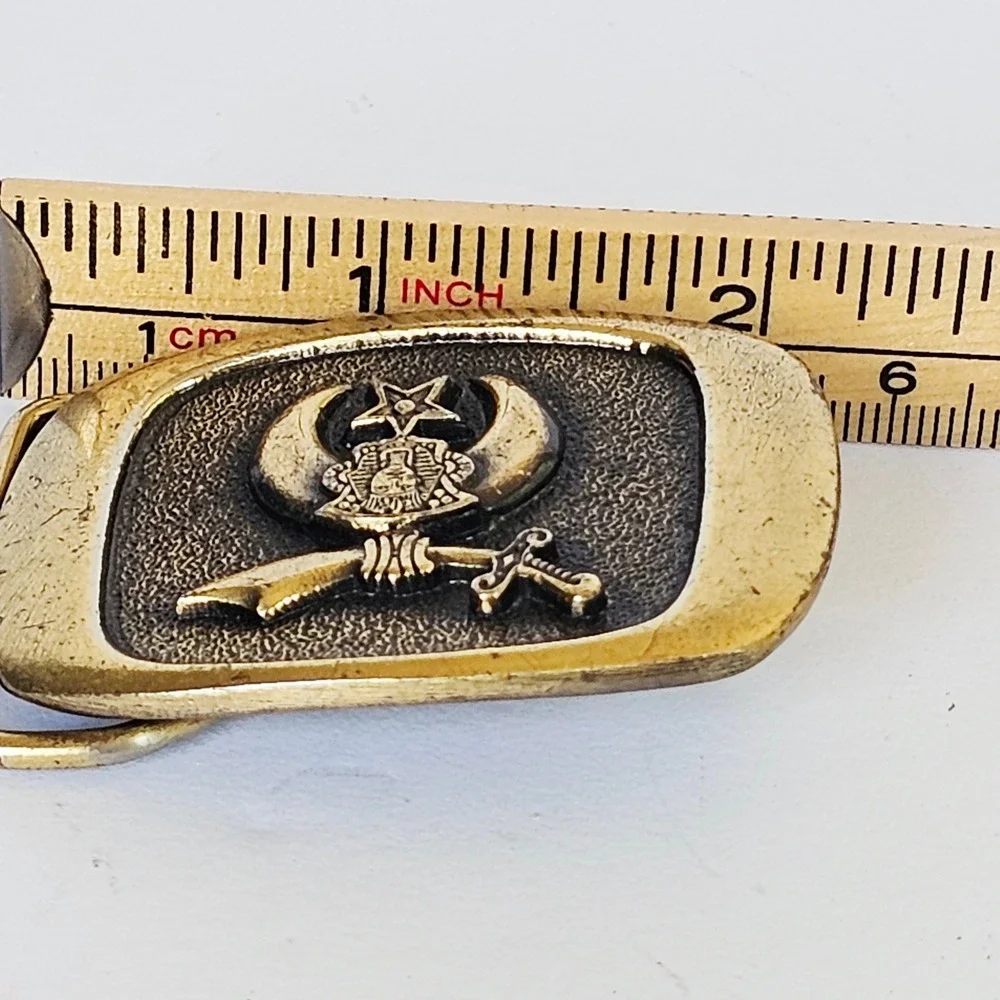 1983 MM Limited Chicago Shriners Belt Buckle Brass Masonic Scimitar Star Vintage